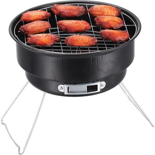 Round Stainless Steel Charcoal BBQ Grills Meats Barbecue Grill, Mini Folding Grill Stove For Outdoor Picnic Home BBQ Supplies