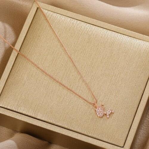 Little elk necklace female cute girl heart forest student fairy light luxury cartoon deer pendant clavicle chain