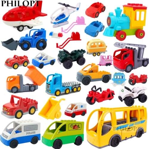 Car Aircraft Model Big Building Blocks Engineering Vehicle Accessories Bus Helicopter Compatible brick Traffic Set Children Toys