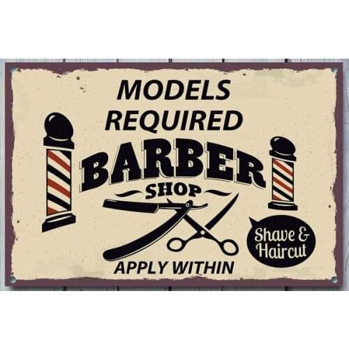 Models Required Barber Shop Tin Sign, Metal Sign, Barbershop Signs, Vintage Style, Barber Shop Sign, Barber Sign