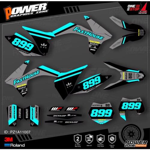 PowerZone Custom Team Graphics Backgrounds Decals 3M Stickers Kit For KTM SX SXF MX 11-12 EXC XCW Enduro 12-13 125 to 500cc 07