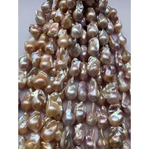 Natural big size freshwater baroque shape real pearls natural color pearl strings