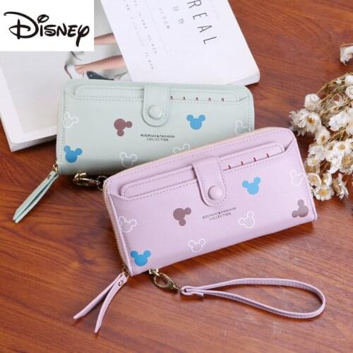 New Disney Mickey Cute Ladies Wallet Fashion Cartoon Anime Large-capacity Multi-function Long Womens Zipper Pu Girl Coin Purse