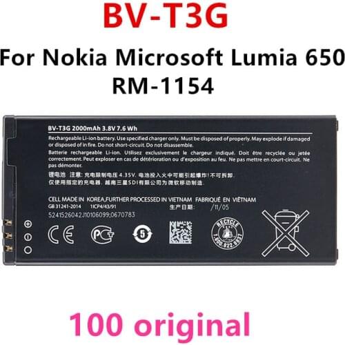 Original BV-T3G 2000mAh Replacement Battery For Nokia Microsoft Lumia 650 RM-1154 BVT3G BV T3G Li-Polymer Batteries