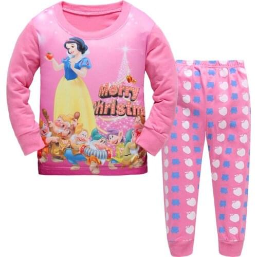 2pcs/set Autumn Winter Snow White New Kids Pajamas sets Baby Girls and Boys Clothes Long sleeves Pijamas Cartoon sleepwear 2-7Y