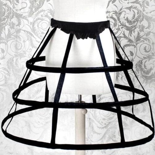Womens Victorian Crinoline Wedding Dress Underskirt 3 Hoop Hollow Out Fish Bone Bustle Cage Skirt Pannier Petticoat