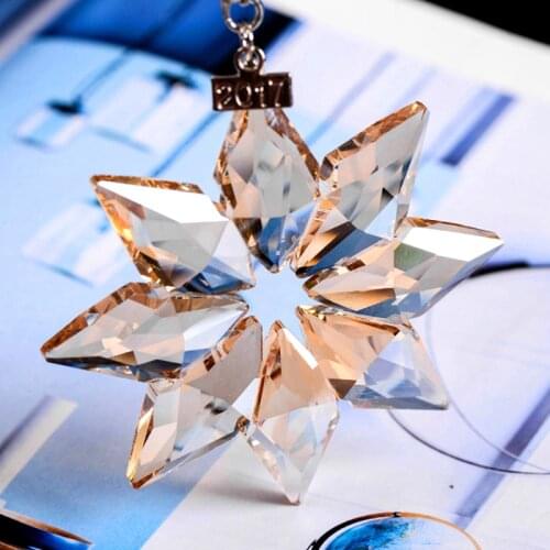 Christmas Transparent Crystal Snowflakes Car Pendants Xmas Ornaments Hanging Christmas Tree Decorations For Home Navidad Gifts