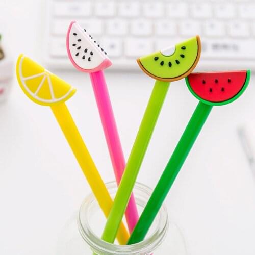 24 PCs Creative Small Fresh and Lovely Fruit Slice Gel Pen Student Black Water Pen Carbon Pen Stationery Kawaii School Supplies