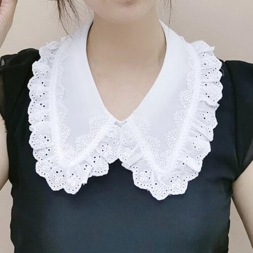 Detachable Fake Collar Half Shirt Dickey Ruffles Floral Lace Necklace Poncho X7XC