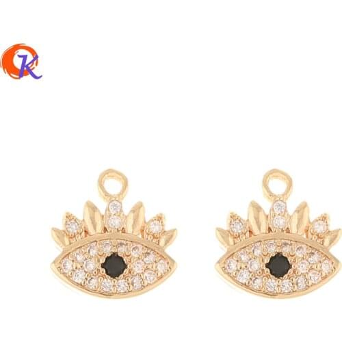 Cordial Design 30Pcs 9*10MM CZ Charms/Jewelry Accessories/Hand Made/Eye Shape/Genuine Gold Plating/DIY Making/Earring Findings