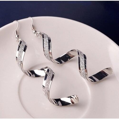 Punk Fashion Women Twist Spiral Earring Lady Girl Dangle Earrings Charm Jewelry Valentines Day Gift 3 Colors EAR-0452