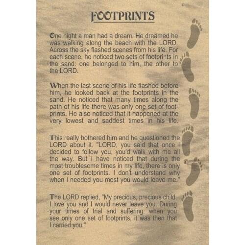 Footprints in the Sand - Poem Art Film Print Silk Poster Home Wall Decor 24x36inch