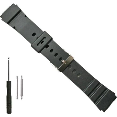 18/20/22mm Thin PU Resin Watch Band Replacement Rubber Strap for Casio Electronics LED Watches Black