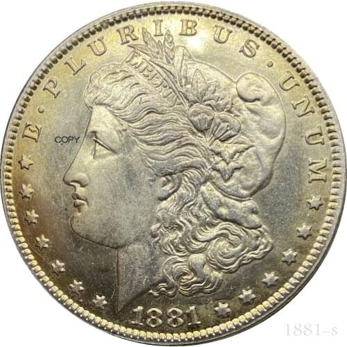 United States Morgan 1881 S One Dollar US Coin Cupronickel Plated Silver Morgan Silver Dollor Coin