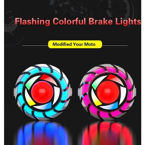 Motorcycle LED Brake Tail Light Angel Eye LED Motorcycle Lights Electric 2019 Universal Tail Light Colorful Brake Tail LED Light