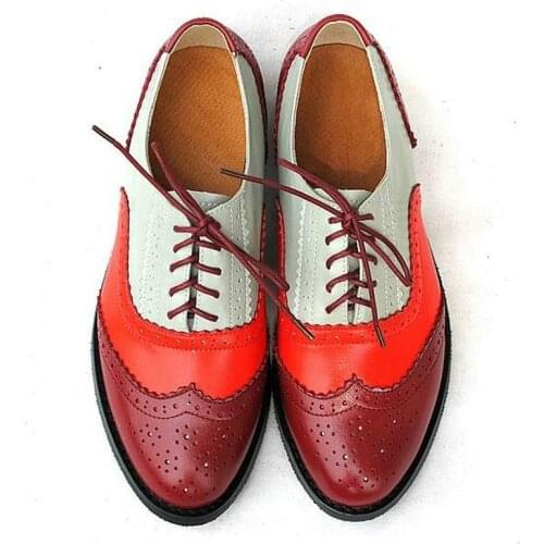 Vintage British Style Oxford Shoes For women 100% Genuine leather flat shoes women US size13 handmade Black Patent leather Shoes