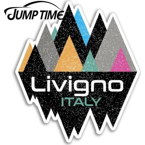 Jump Time Livigno Italy Vinyl Stickers Skiing Sticker Laptop Luggage Car Funny Decal Trunk Window Car Covers