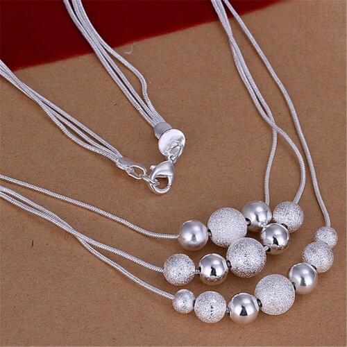 New 925 Silver Necklace Shiny And Matte Beaded Necklace Snake Shape WomenS Chain Fashion Accessories Wedding And Engag