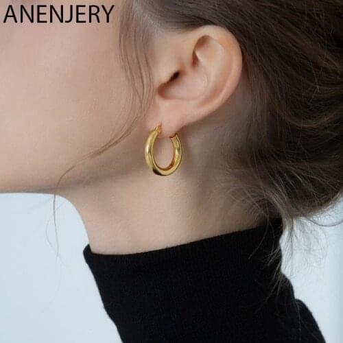 925 Sterling Silver Smooth Hoop Earrings for Women Men Punk Geometric Hoop Earrings Fine Jewelry Wholesale