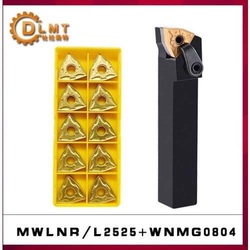 1PC MWLNR MWLNL External Turning Tool Holder MWLNR2525M08 MWLNL2525M08 +10PCS WNMG Carbide Inserts WNMG080404 WNMG080408