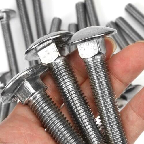 10-20pcs Semi-round head square neck bolts 304 stainless steel bolts A2-70 ScrewsM12*30/35/40/50/60/70/80/90/100/110/120mm