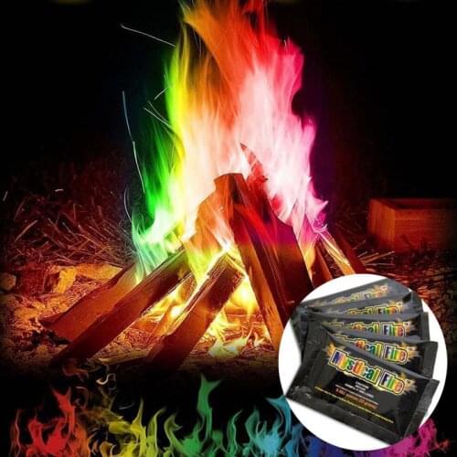 10g/15g/25g Colorful Fire Flames Powder Bonfire Sachets Pyrotechnics Mystical Trick Outdoor Camping Hiking Survival Tools