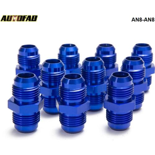 10PCS/LOT Aluminum Straight Fuel Fittings Adaptor Male Blue AN8-AN8 Thread For All Oil coole / Fuel Tank Line AN8-AN8