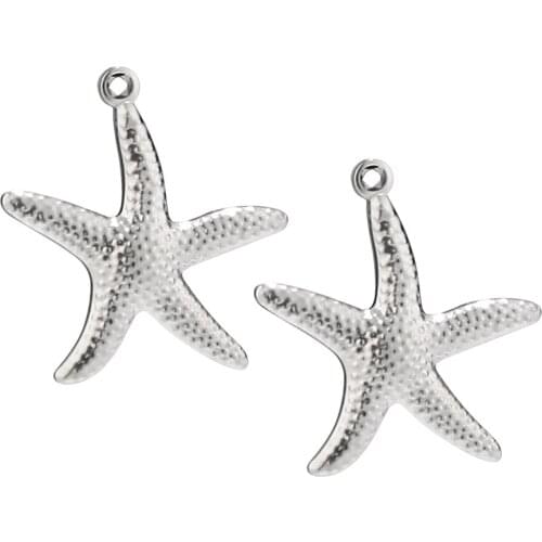 10pcs Silver Tone Jewelry Making Charms Supply Wholesale Starfish Sea Star DIY For Necklace Bracelet