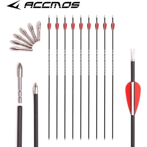 12ps New Pure Carbon Arrow ID 4.2mm Spine 700 800 900 1000 1100 1300 1500 1800 Archery Recurve Bow Hunting Shooting