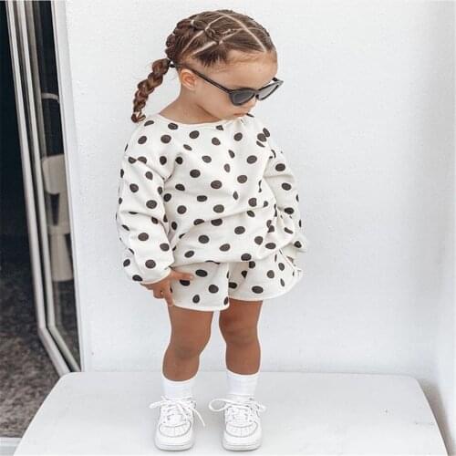 3 Color Baby Girl Casual 2Pcs Clothes Sets Infant Kids Polka Dot Long Sleeve Pullover Tops And Shorts For Spring Autumn
