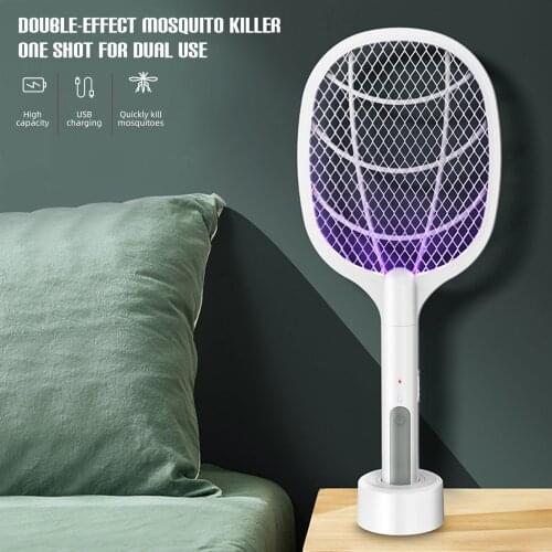 2 in 1 Bug Zapper USB Rechargeable Handheld Electric Fly Mosquitoes Killer Swatter Racket Lamp for Home Office Rooms Behogar