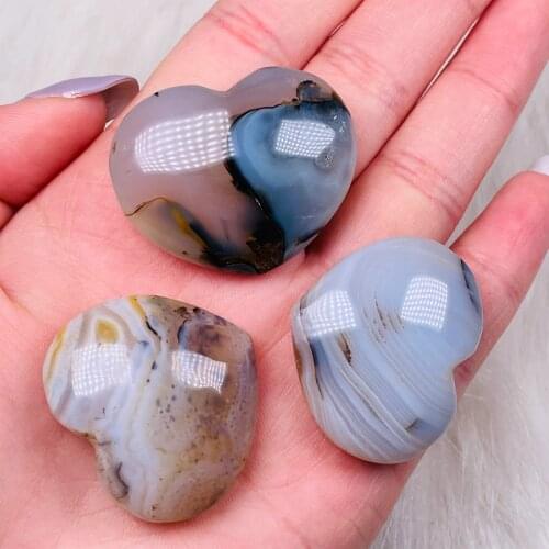 3Pcs Natural black amethyst heart shape massage quartz crystal and mineral reiki healing