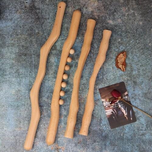 4Pcs Guasha Scraping Stick For Back Shoulder Neck Waist Leg Physical Pressure Point Massage Tools Natural Wood Health Care Tool
