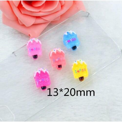 50pcs/lot flat back resin icecream mix colors DIY resin cabochons accessories