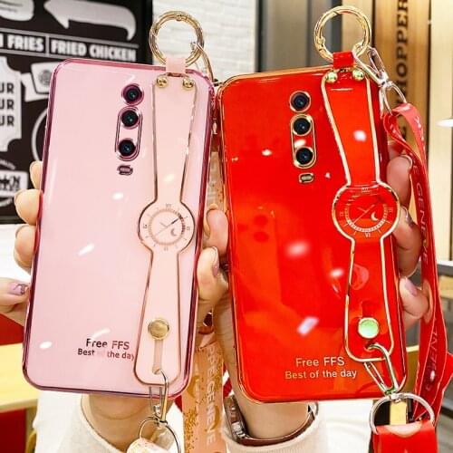 6D Electroplated Case For Xiaomi Redmi K20 Pro TPU Mobile Phone Wristband Lanyard Cases For Xiaomi Redmi K 20 Thin Coque