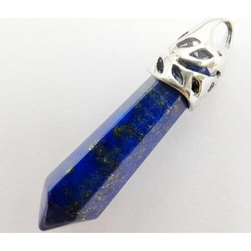 8x38MM Lapis Stone GEM Pillar Pendant Jewelry For Woman Gift Pendulum S210