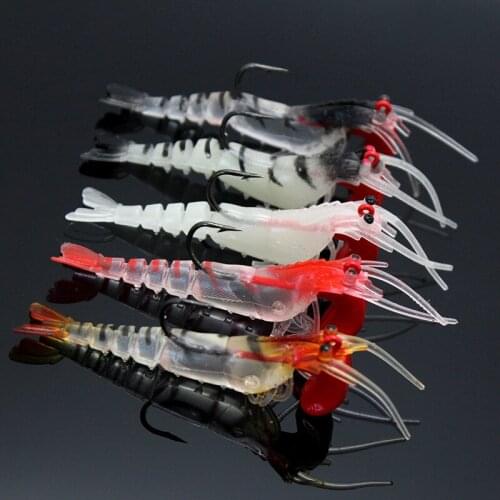 BaMMax Fishing Lure 13g 7cm Artificial Shrimp Baits Luminous Simulation Prawn Soft Shrimp Isca worm with hook Tackle Pesca