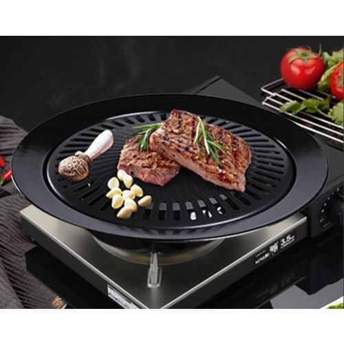 Smokeless Barbecue Pan Korean Style BBQ Round Griddle Tray Non-Stick Surface Corrosion High-Temperature Resistant Cooking tool