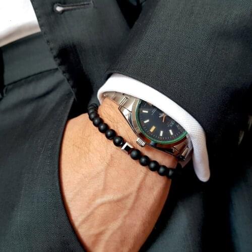 2020 Fashion New Cube Stone Bracelet Men 8mm Black Matte Bead Bracelet For Men Jewelry Gift