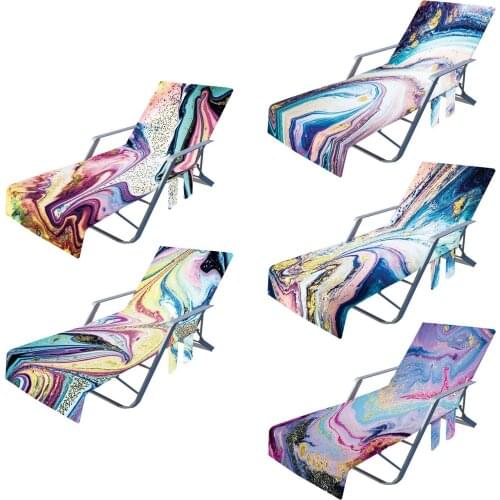 Beach Chair Cover Pool Lounge Lounge Chair Towel Sun Lounger Cover With Side Storage Pocket Non-slip Terry Cloth Beach Towel