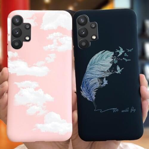 For Samsung Galaxy A32 A 32 4G 5G Cover Soft TPU Fashion Feather Case For Samsung a 32 Funda Flower Print Silicone Coque Cover