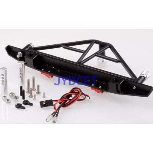 CNC RC 1/10 AXIAL SCX10 Crawler Metal REAR Bumper Spare Tire Carrier LED