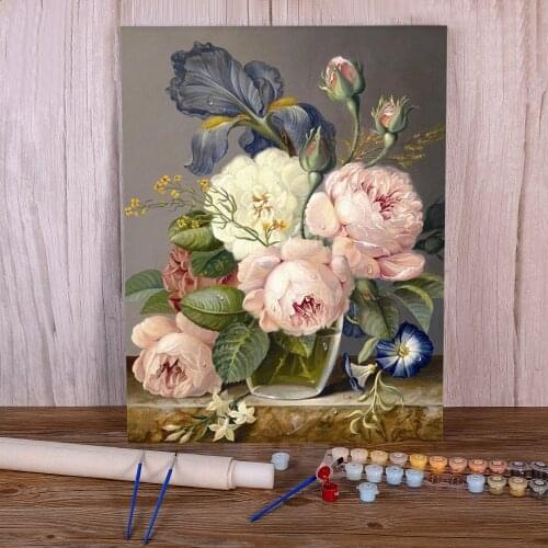 Flower Coloring By Numbers Painting Kit Oil Paints 50*70 Canvas Pictures Home Decoration Crafts For Adults Handiwork