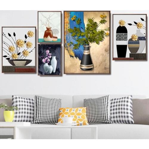 Home Decoracion Wall Canvas Art Cuadros Decoracion Dormitorio Oil Unframed Drawings For Living-room bunch of flowers in a vase