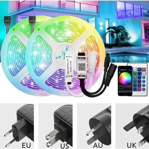 5M 10M 15M 20M Bluetooth Flexible Neon LED Strips Light 5050 RGB LED Ribbon Decor for Wall Bedroom Kitchen 220V for Home Christm