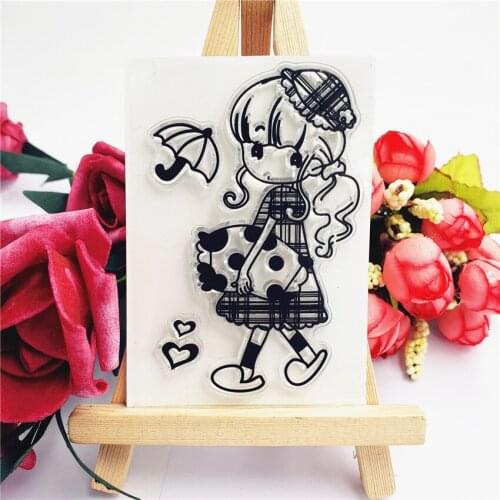 Hot sale Pillow girl Transparent Clear Stamps / Silicone Seals Roller Stamp for DIY scrapbooking photo album/Card Making