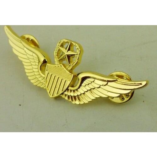 Cold War US Pilot Wings U.S. Army Master Aviator Badge Pin Shining Golden