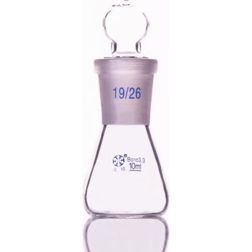 Conical flask with standard ground-in glass stopper,Capacity 10ml,joint 19/26,Erlenmeyer flask with standard ground mouth