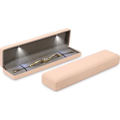 LED Ring Box Travel Jewelry Organizer Velvet Wedding Christmas Necklace Pendant Bracelet Packaging Box