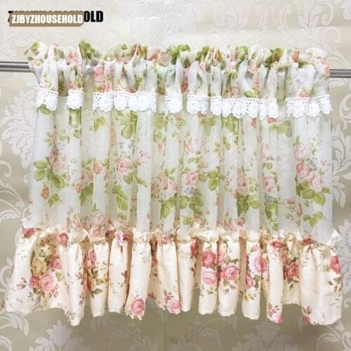 Kitchen Window Coffee House Short Curtains American Rural Study Dust Proof Curtains Yarn Stitched Up Semi-shading finished